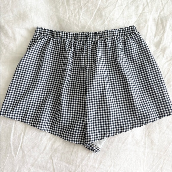 Alter’d State Navy Gingham Boxer Shorts - Picture 2 of 3